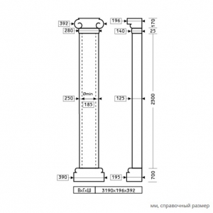Размеры полуколонны 1.10.205