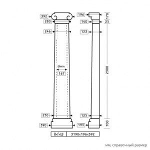 Размеры полуколонны 1.10.213