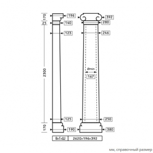Размеры полуколонны 1.10.214