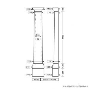 Размеры полуколонны 1.10.301