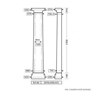 Размеры полуколонны 1.10.303