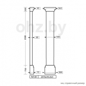 Размеры пилястры 1.20.001