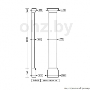 Размеры пилястры 1.20.302