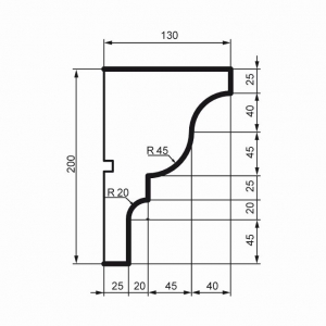 КС118 карниз. Чертеж. Фасадная лепнина из полистирола по лучшим ценам в Минске.