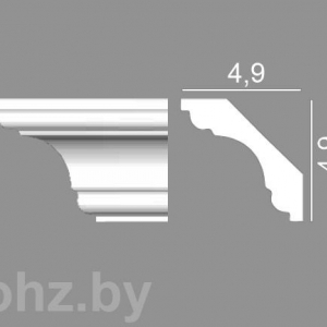 Потолочный плинтус - карниз Kz049 из дюрополимера 5см