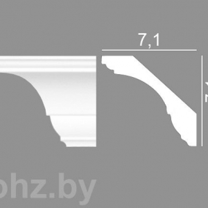 Kz071 потолочный плинтус (карниз) 7 см. Дюрополимер