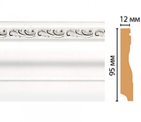 Плинтус напольный 153-60 Decomaster, белый с золотом