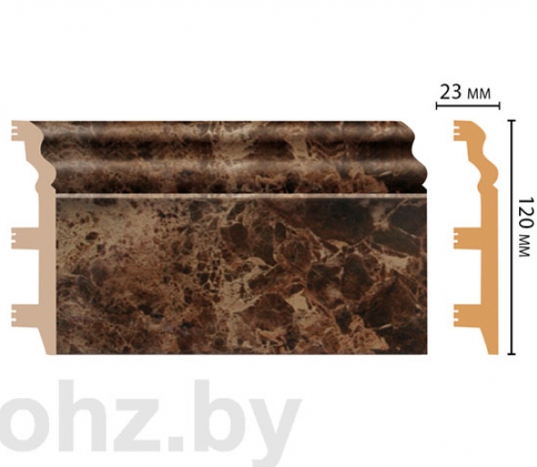 Плинтус D233-70 Decomaster 12 см, коричневый мрамор