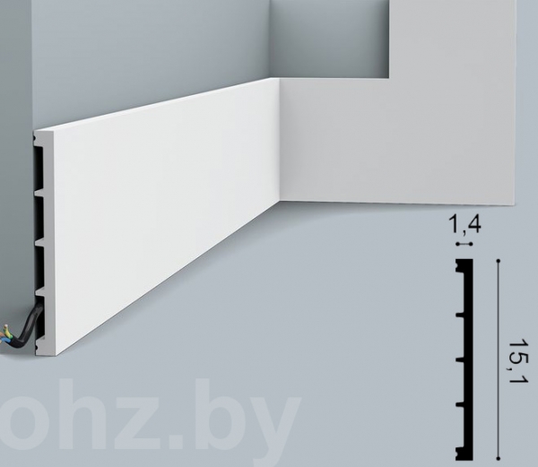 Высокий прямой плинтус 15см, дюрополимер